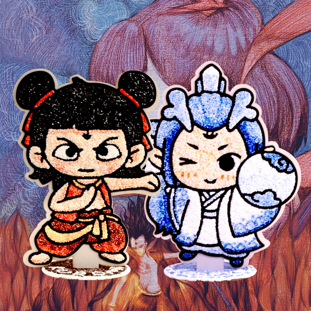 哪吒立体木板儿童雪花泥画珍珠泥画板手工粘土填色画DIY益智制作