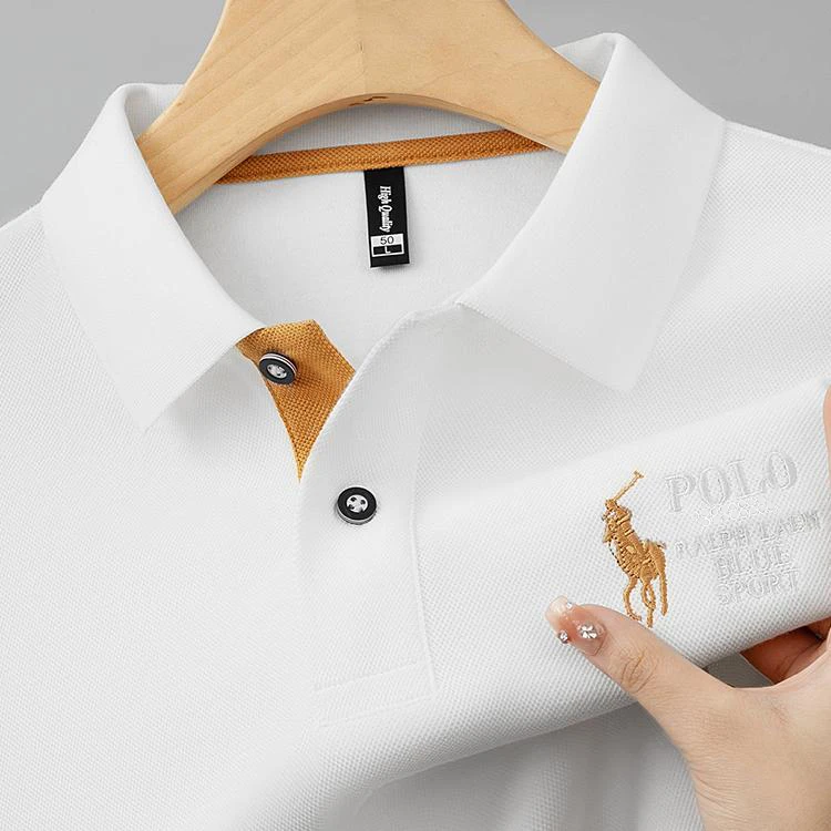 【秋季新品】男士翻领刺绣polo衫善舞休闲长袖男装T恤宽松百搭上衣