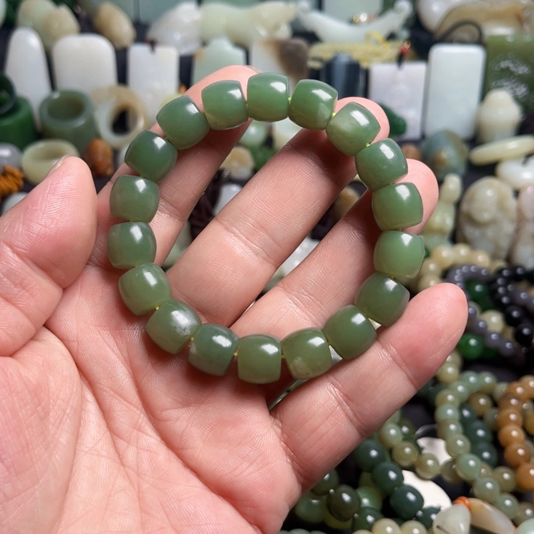 和田玉未镶嵌套链和田玉卡12手串