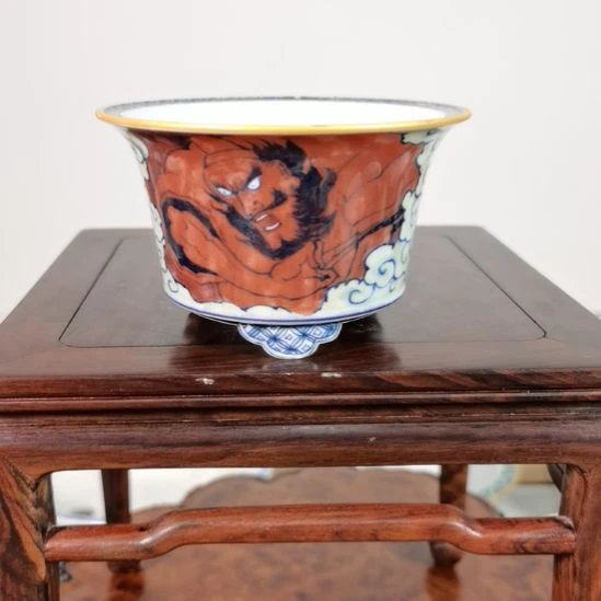 流***汉大徳堂手工手绘釉盆