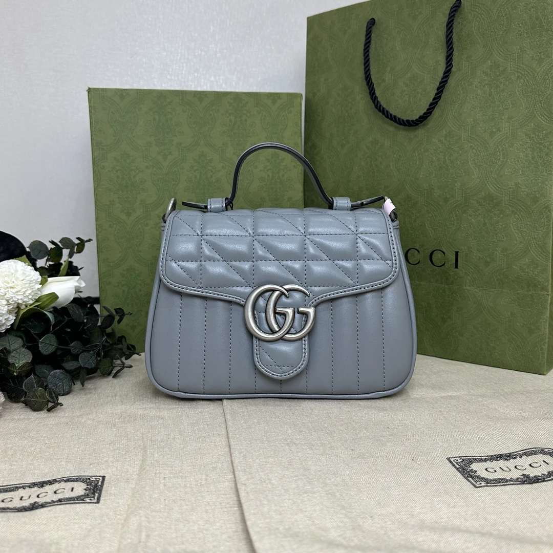未使用 GUCCI/古驰 壹所奢品GUCCI 马蒙邮差mini 灰银 闲置