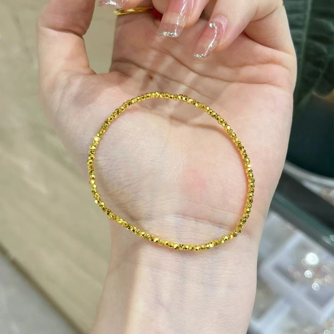 钛钢手链 放心不掉色而且是精钢18k加厚真电镀爆闪碎碎金蹦迪手链