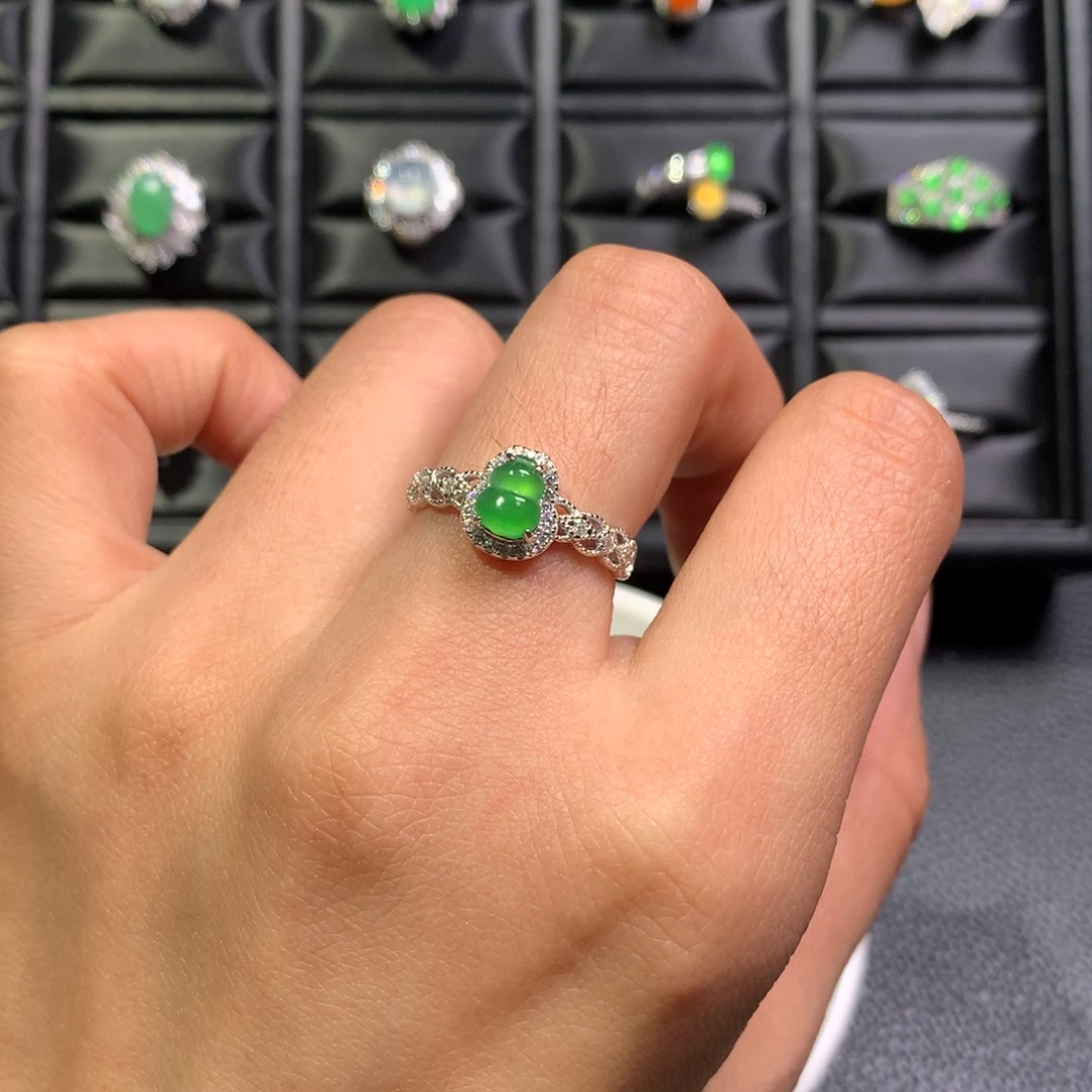 翡翠银S925镶嵌戒指