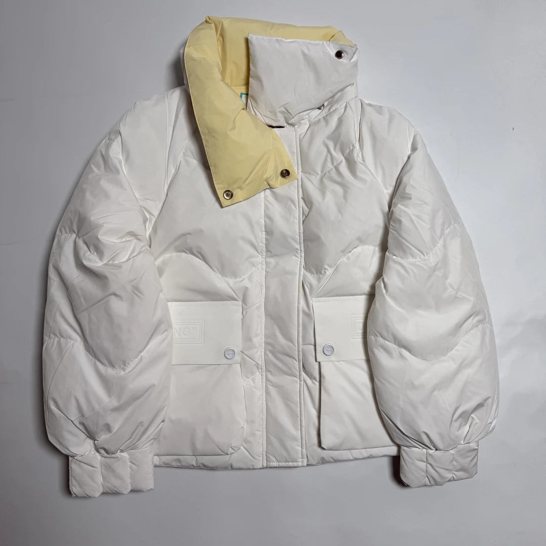 儿童羽绒服修身型棉服冬季休闲透气防风短款女插肩袖纯色运动