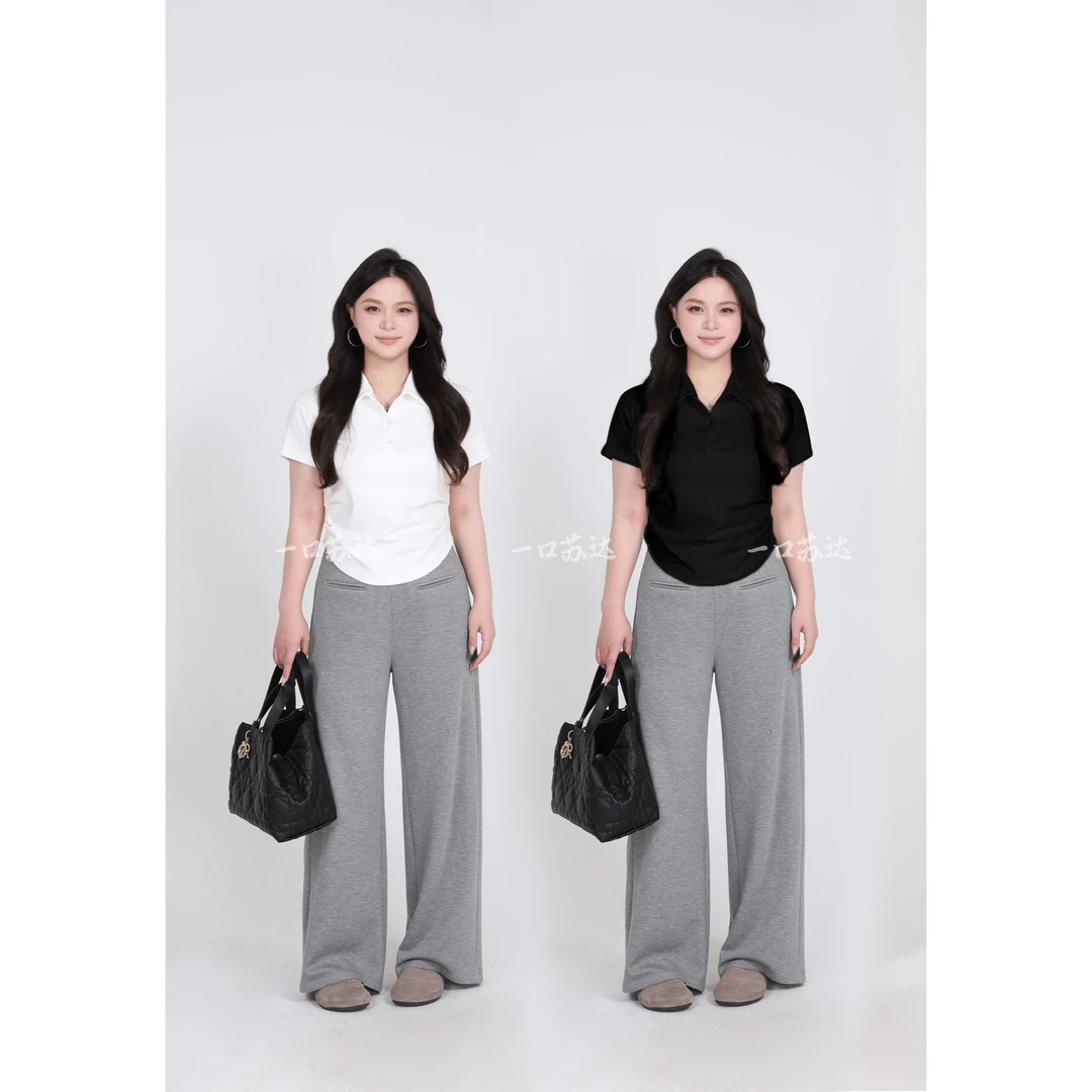 一口苏达小polo 韩系ins财阀千金正肩小众女装百搭通勤极简短袖