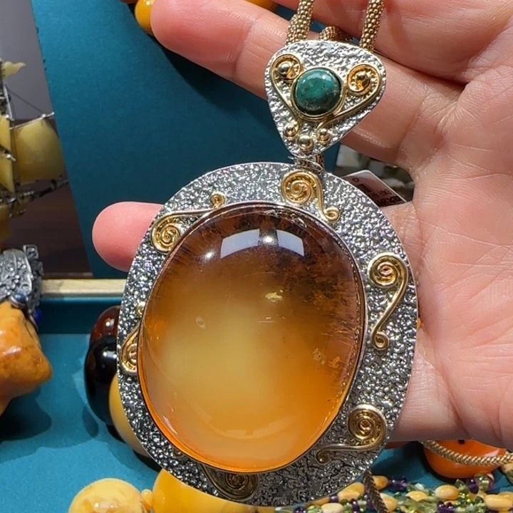 琥珀未镶嵌颈饰波兰设计款琥珀蜜蜡