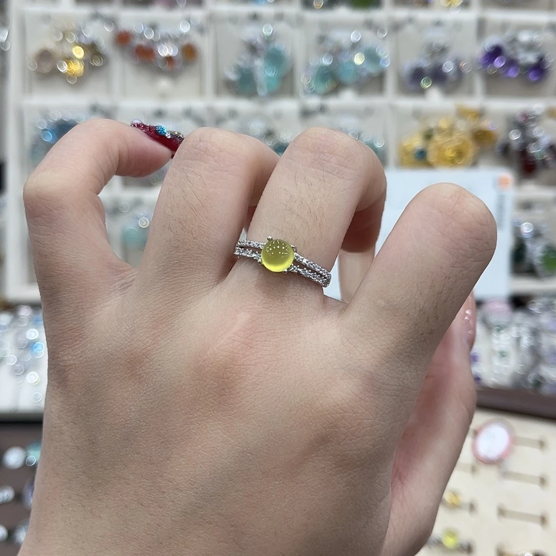 蛇纹石玉银S925镶嵌戒指