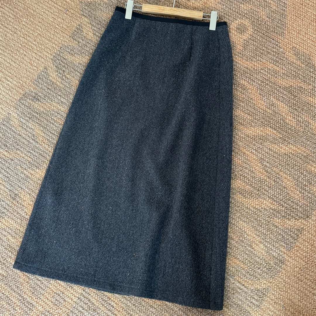 【微光】气质高腰中长款开叉百搭显瘦细亮闪工艺时尚半身裙子女