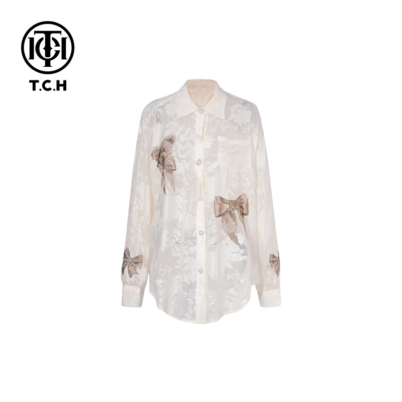 TCH私服烫钻工艺新时尚淑女百搭新潮流衬衣女T75A13E5029轻奢tch