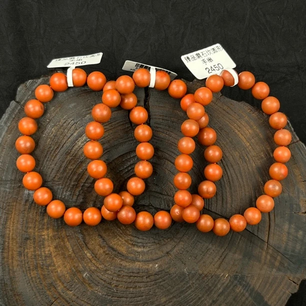 原矿无优化保山南红磨石坎7-8mm圆珠单圈手串多样性发1