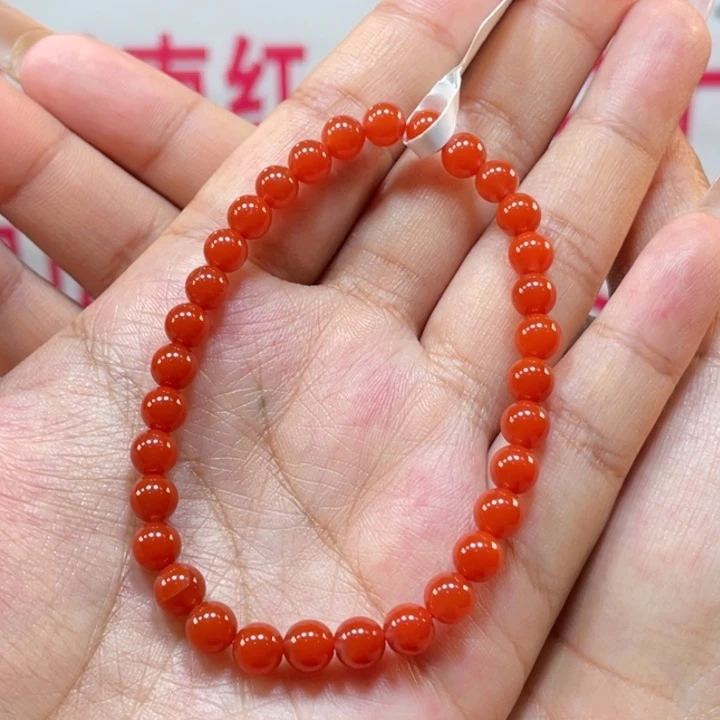 南红玛瑙原矿南红览坡锦红卡5➕手串未镶嵌