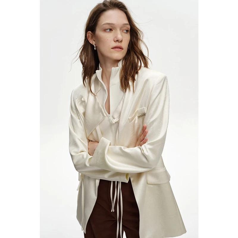 DI.AD2025春季新品新中式休闲外套经典复古百搭通勤上衣白色长袖