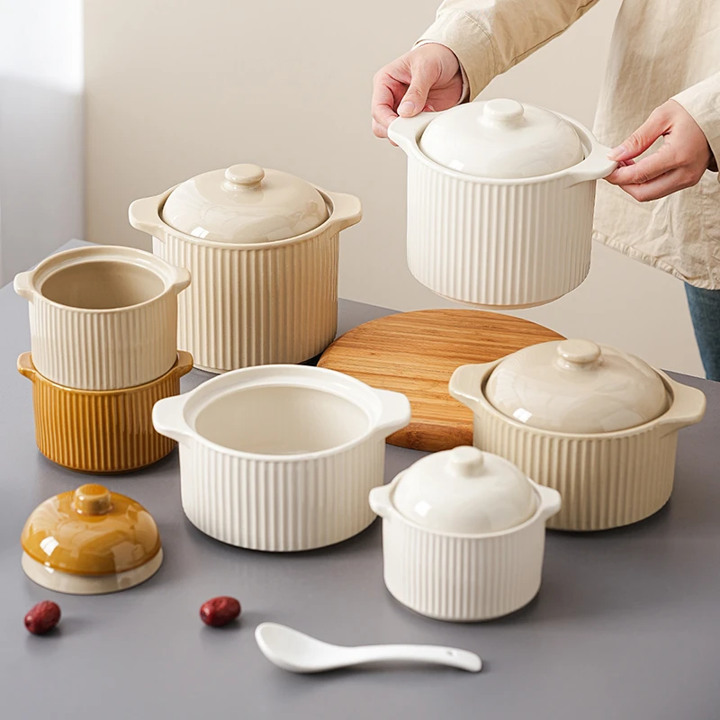 陶瓷隔水炖盅蒸锅炖燕窝大瓦罐汤炖盅小吃沙县炖罐带盖汤煲砂锅煲