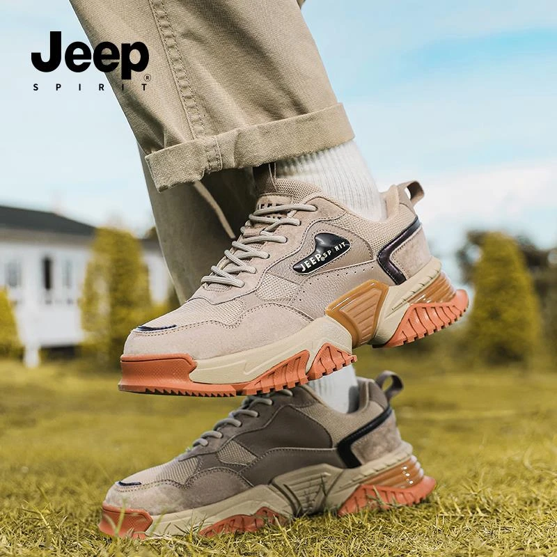 JEEPSPIRIT2025夏季新款透气网面防滑户外运动鞋男舒适潮流休闲鞋