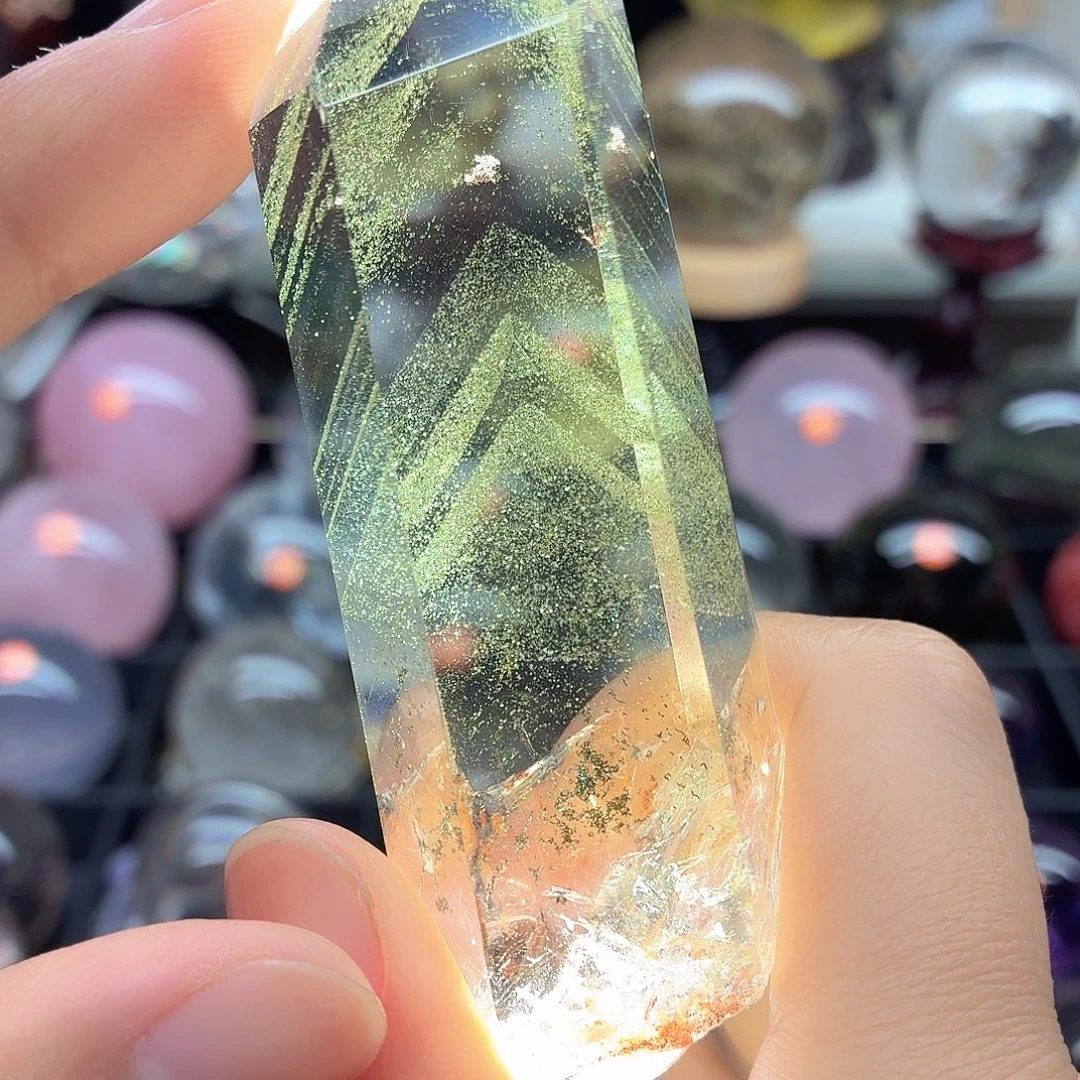 未镶嵌珠宝半成品水晶净体水晶柱绿幽灵