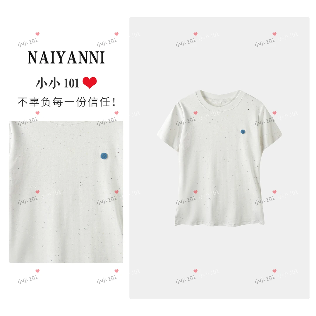 【QQI】轻奢简约时尚小清新T恤2025夏百搭设计师个性上衣#66302