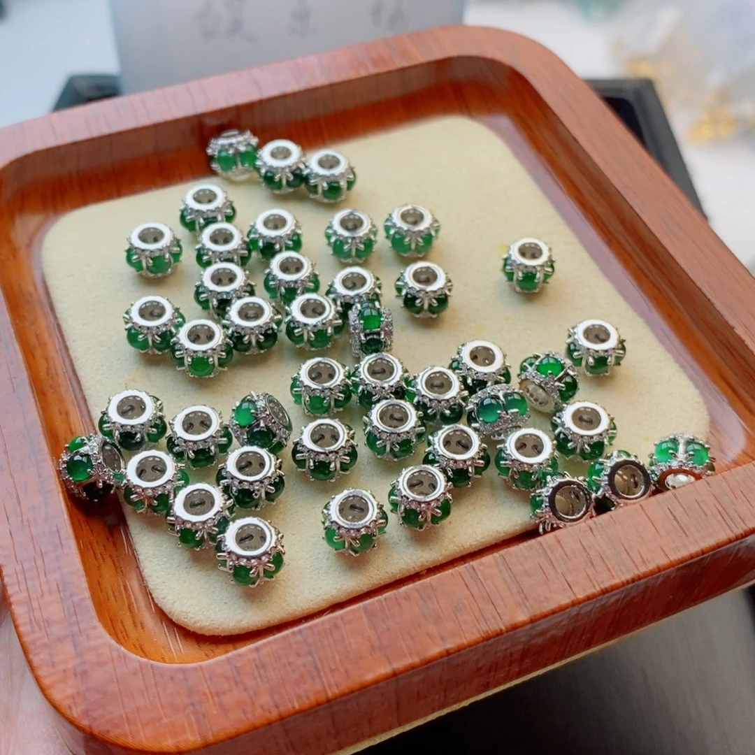 银S925镀金镶嵌手链翡翠配饰