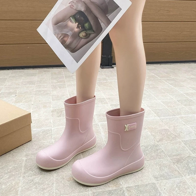 雨鞋女时尚风韩版防滑短水鞋防水鞋四季通用学生厚底水桶鞋日式
