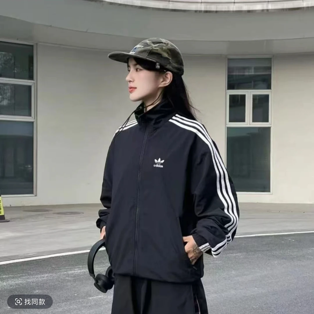 （品牌撤柜）秋季外套新款男女刺绣三条潮流宽松立情侣夹克上衣2491