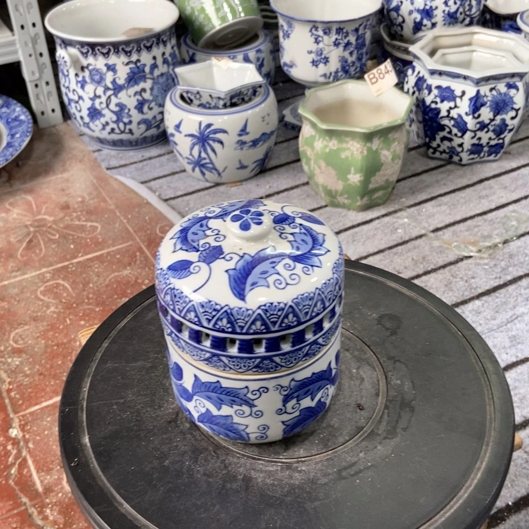 摆件花瓶手绘釉下彩