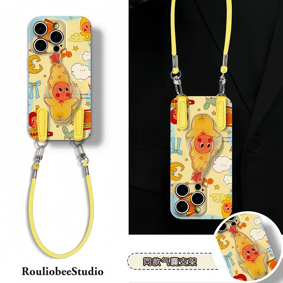 旋转星星人支架挂绳适用苹果16手机壳iPhone17小米15vivoppo华为