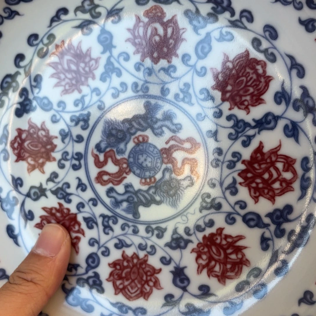 瓷片景德镇釉里红缠枝莲大壶承