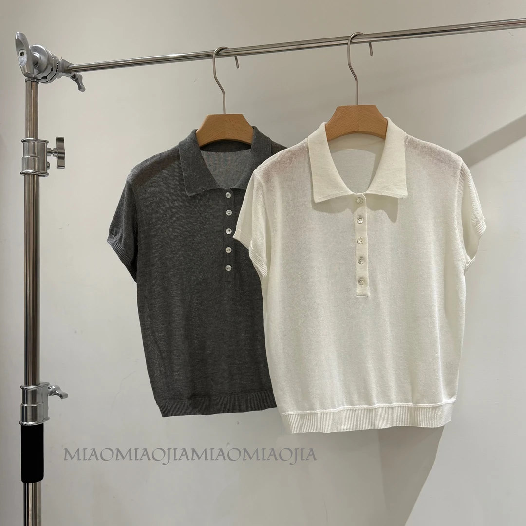 /苗苗家/『小资调』韩版POLO领宽松小飞袖针织衫遮肉显瘦套头T恤女