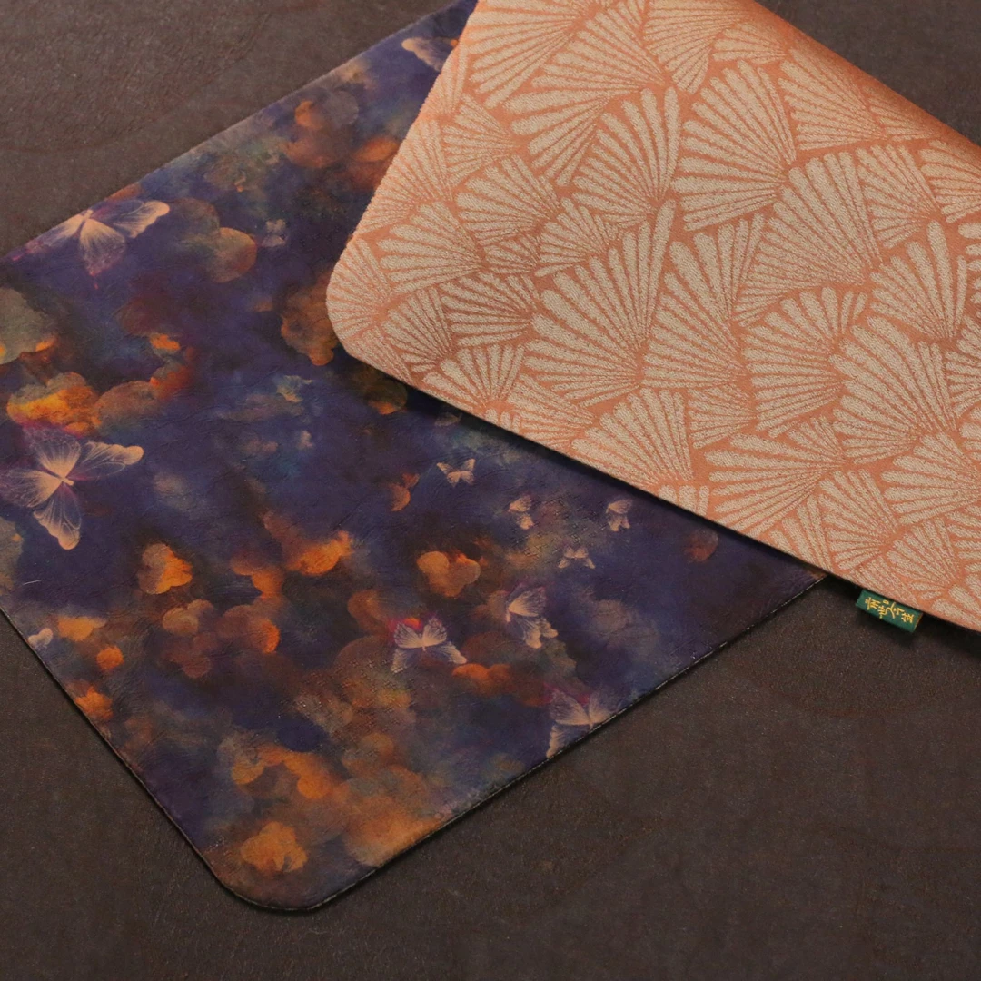 【静姐小院】<庄周梦蝶>紫色 香云纱茶席50*24（慢蓝S0950）