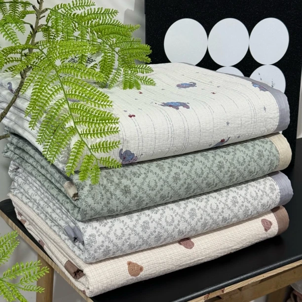 莫代尔棉花床盖三件套 酵素水洗莫代尔夹棉床盖