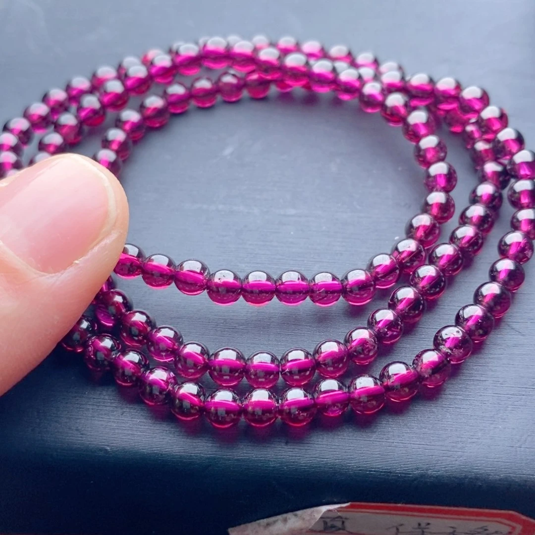 未镶嵌石榴石手链4.5玻璃体紫色9a清仓