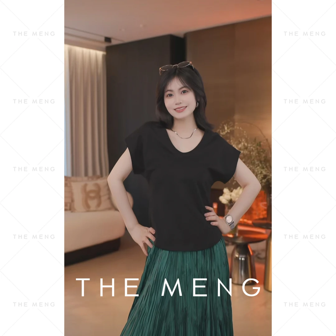 THE MENG【轻柔】精纺长绒棉基础必入款圆领短袖T恤#M242D0041