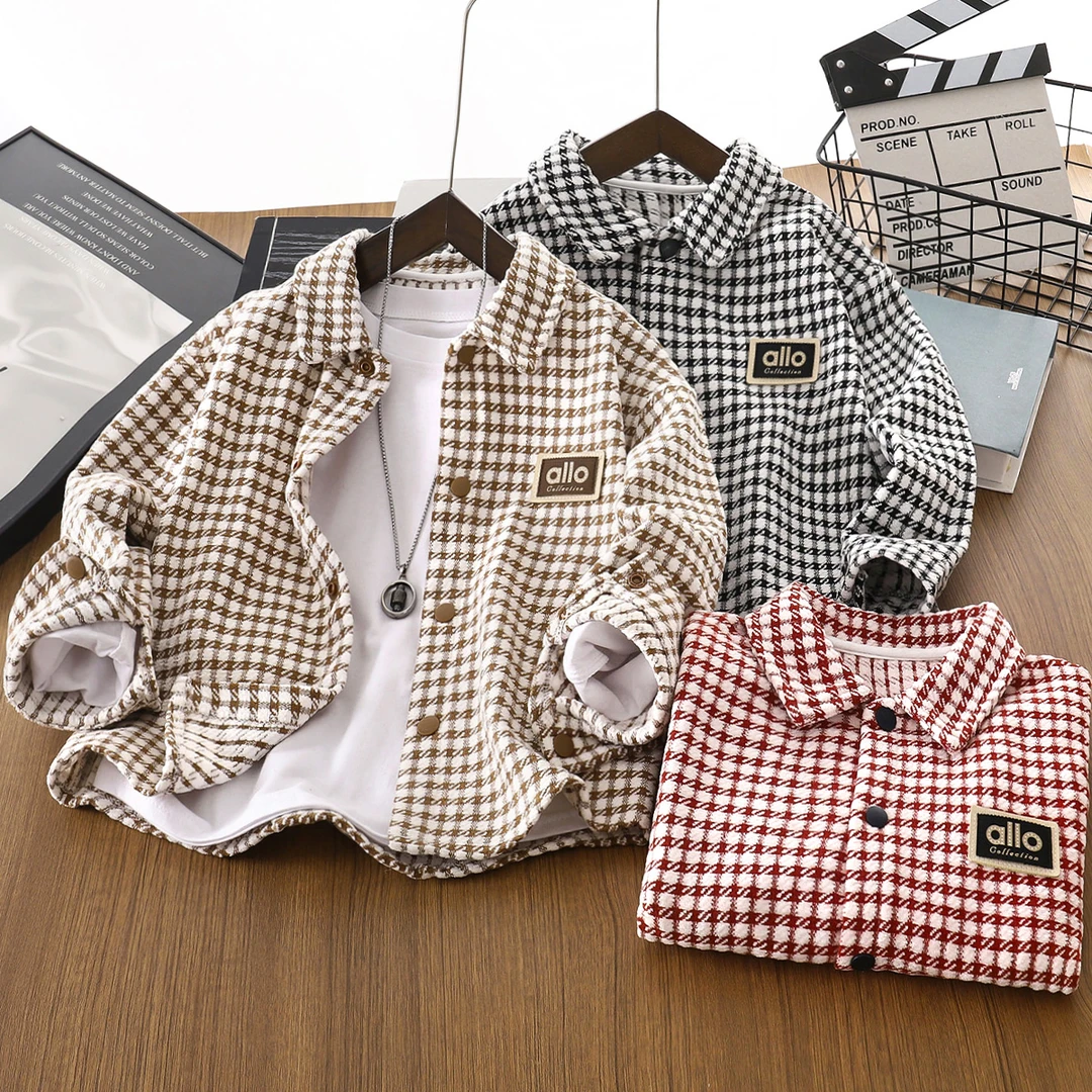 现货2025秋季新款单排扣秋季格子款普通外套亲肤秋装男童经典外套