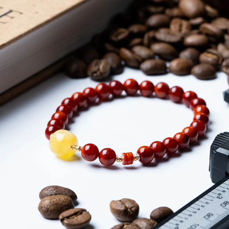 XIANYUAN/仙源南红6mm蜜蜡单圈手串