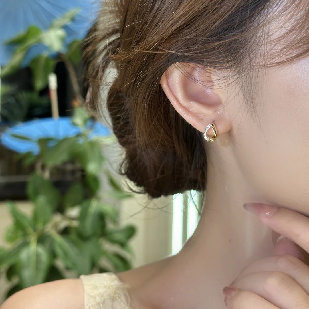 韩芸汐锆石耳饰 【四件套】金色水滴日常设计感 A-385