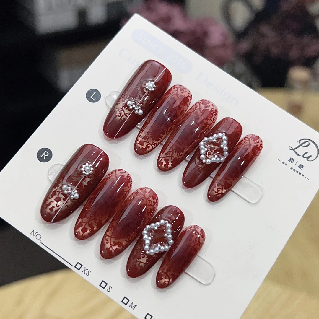 【红昭愿】鹿鹿家-纯手工穿戴甲手绘立体烟花高亮猫眼显白腮红X