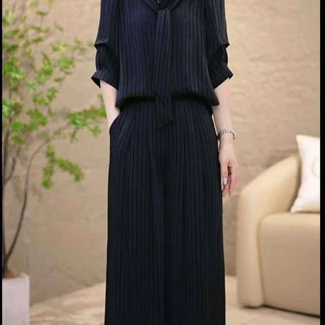 2025新款早秋优雅精致百搭显瘦显白收腰套装两件套M-4XL