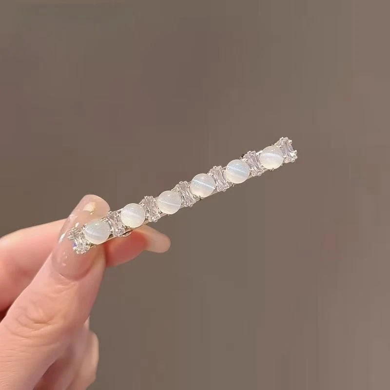 猫眼简约发夹可爱刘海夹边夹2025新款少女网红一字鸭嘴夹头饰