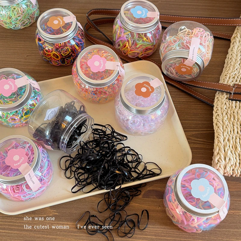 彩色罐装一次性皮筋女高弹力耐用皮套儿童发圈扎头头绳不伤发发绳
