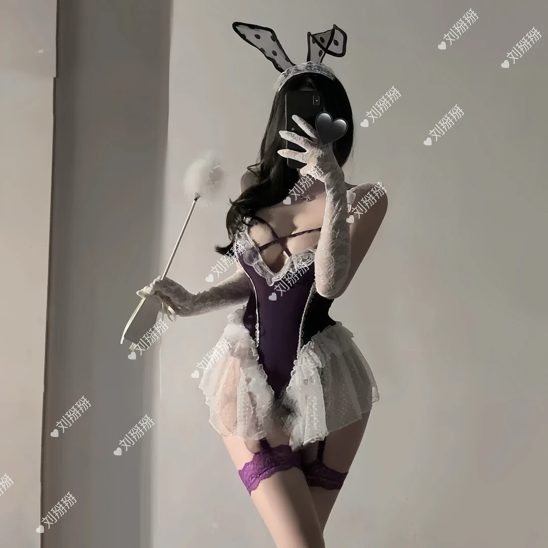 刘掰掰【紫蝶】2025新款女神纯欲风睡裙显瘦蕾丝荷叶边吊带连体衣