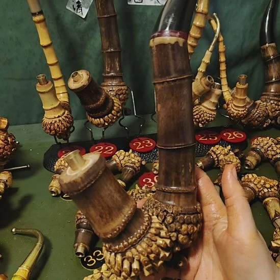 幸***搏贵州特色竹根烟斗工艺品手把件