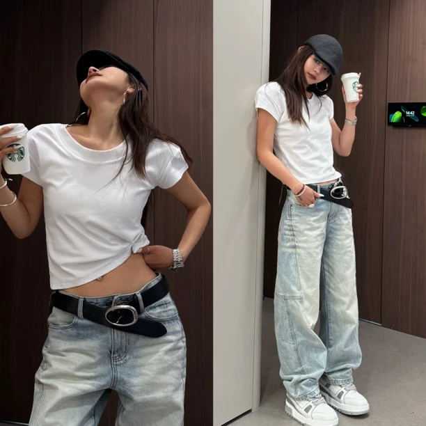 Aila｜2025春夏新款垫肩短袖简约百搭T恤