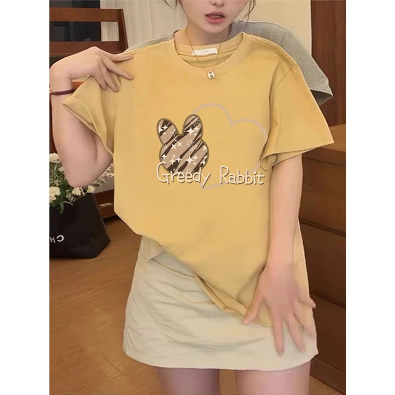 设计感小众正肩短袖t恤女2025新款流行时尚百搭洋气黄色上衣夏季