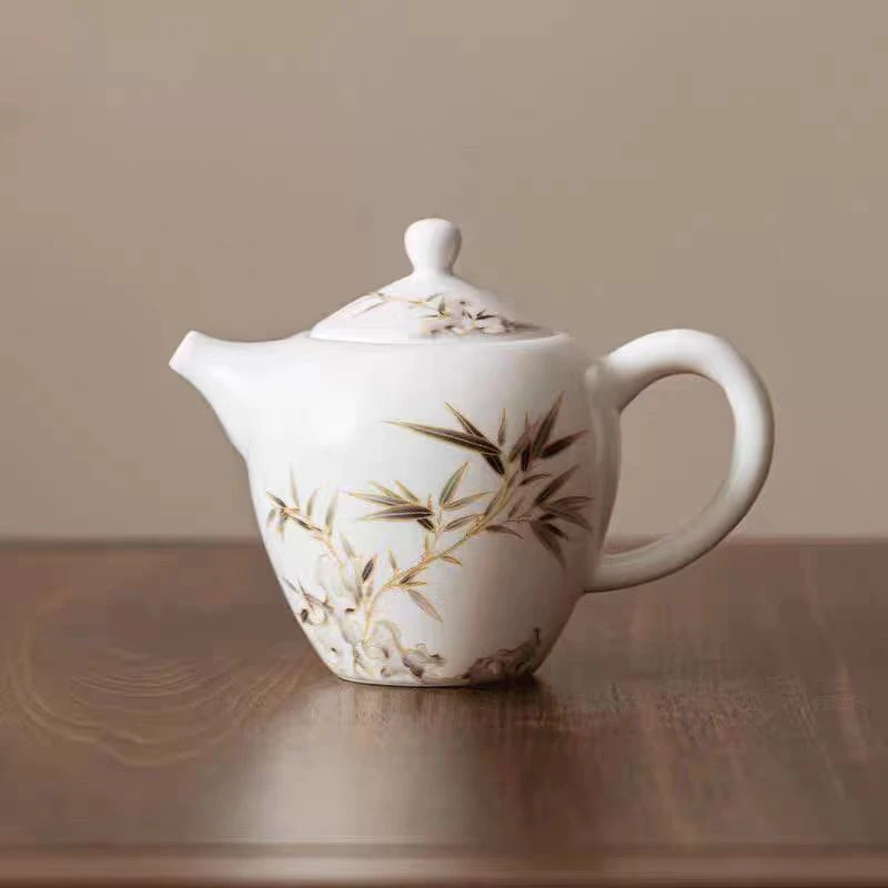 绸光竹报平安美人肩壶B7