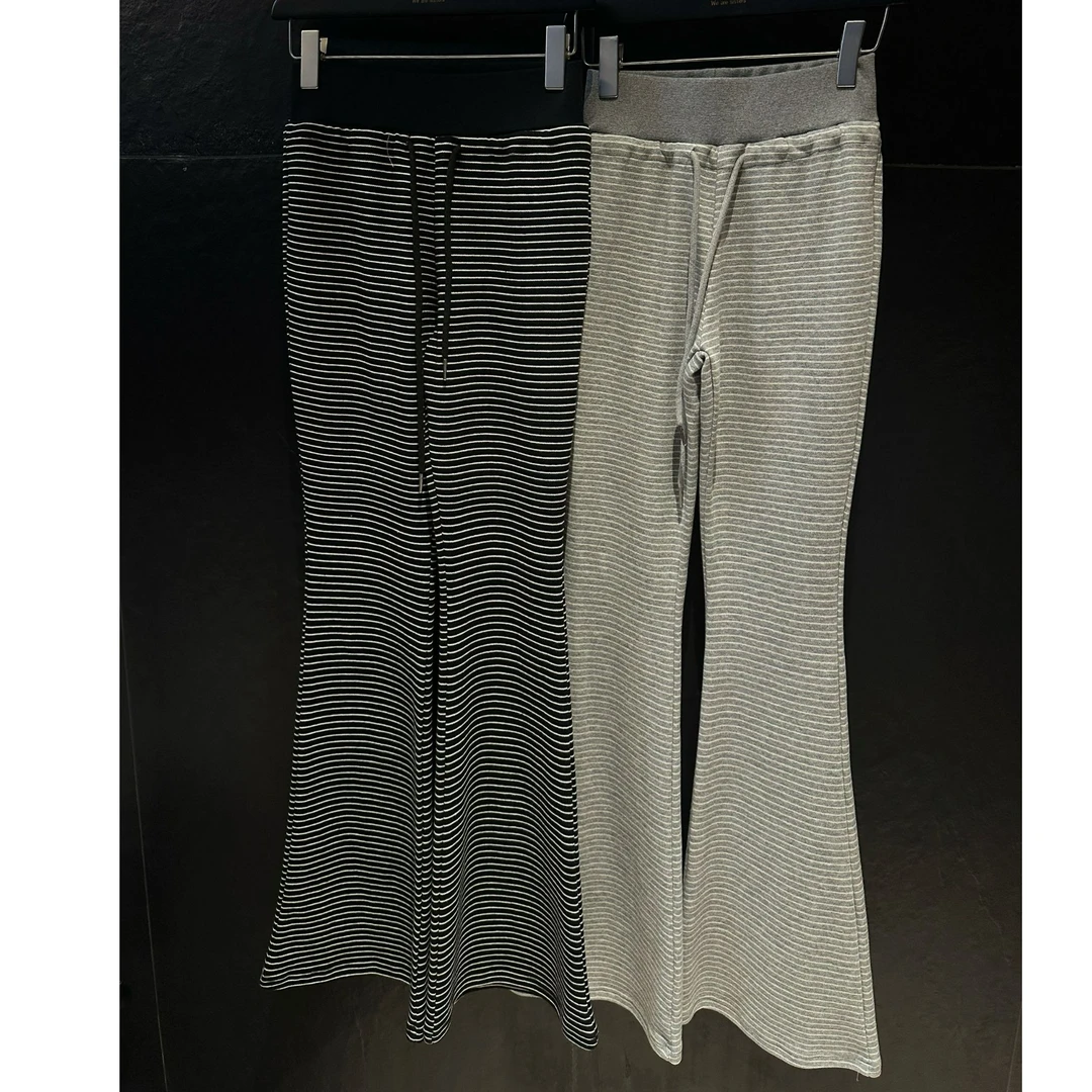 【条纹腿精】泡菜定制高腰微喇条纹长裤