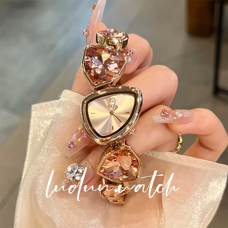 [萝伦]新款小众设计不规则女士手表轻奢小众高级感女石英表72007