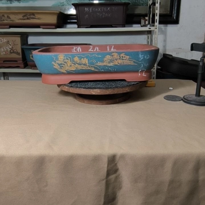 紫砂花盆宝蓝色大号水底