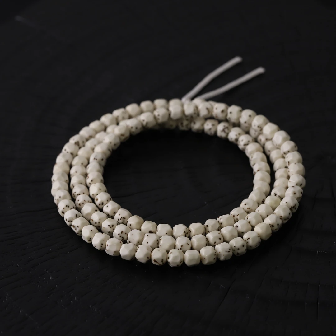 S1207-4星月菩提360度手工原脂骨瓷白黑星星月文玩手串文玩手串