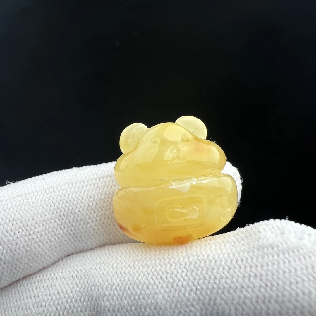 M2188天然蜜蜡 雕刻小熊22.5*23mm保真原矿