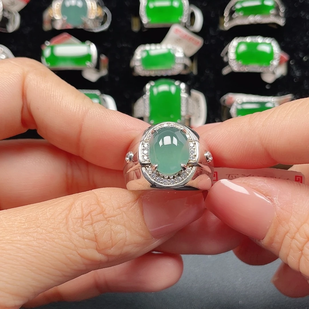翡翠银S925镶嵌戒指编号3266没运费险