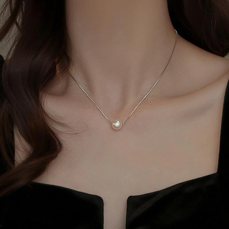 CAIEM KAIET 链子925银 路路通单颗珍珠项链女款轻奢气质百搭颈链